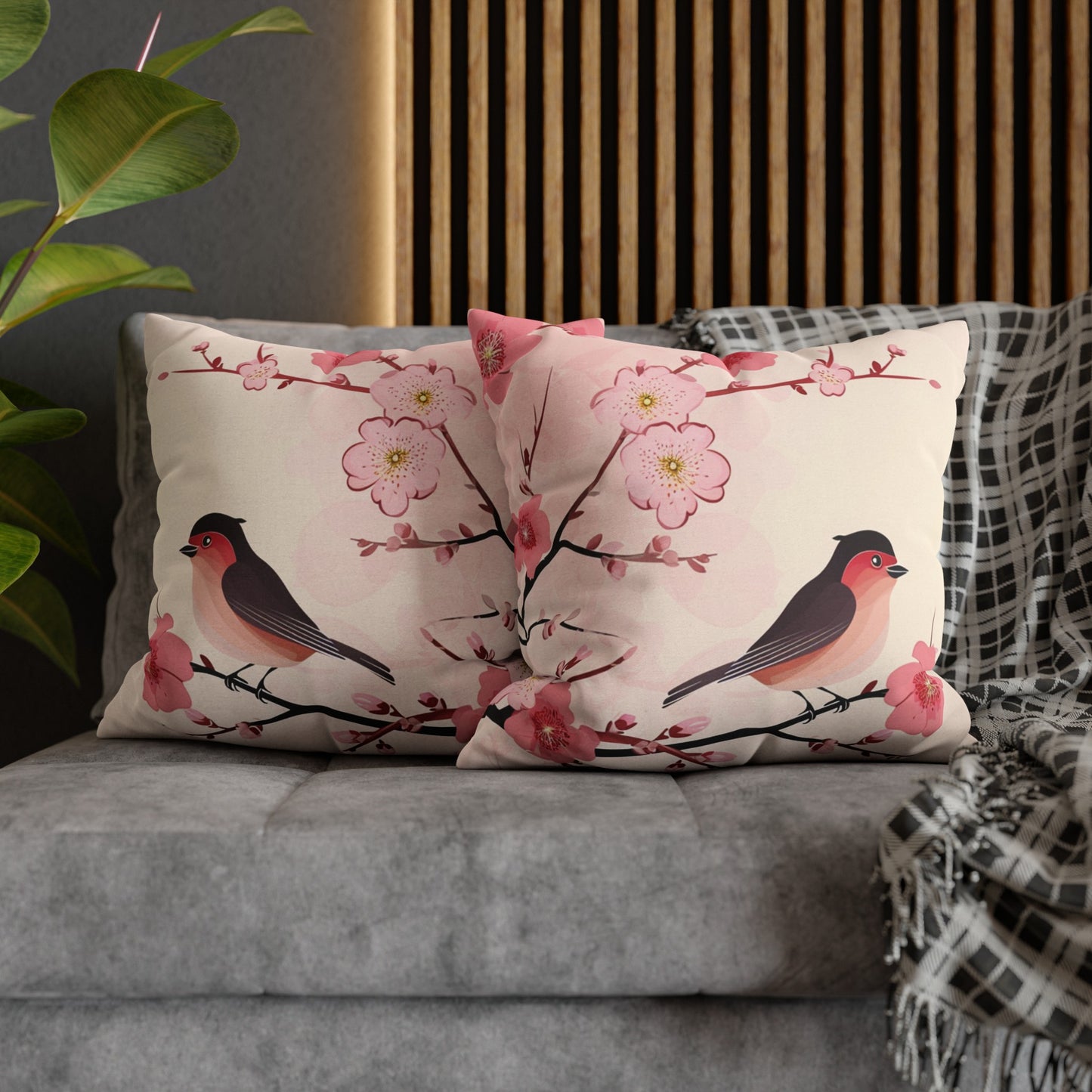 Cherry Blossom Birdie Breeze Pillow Cover