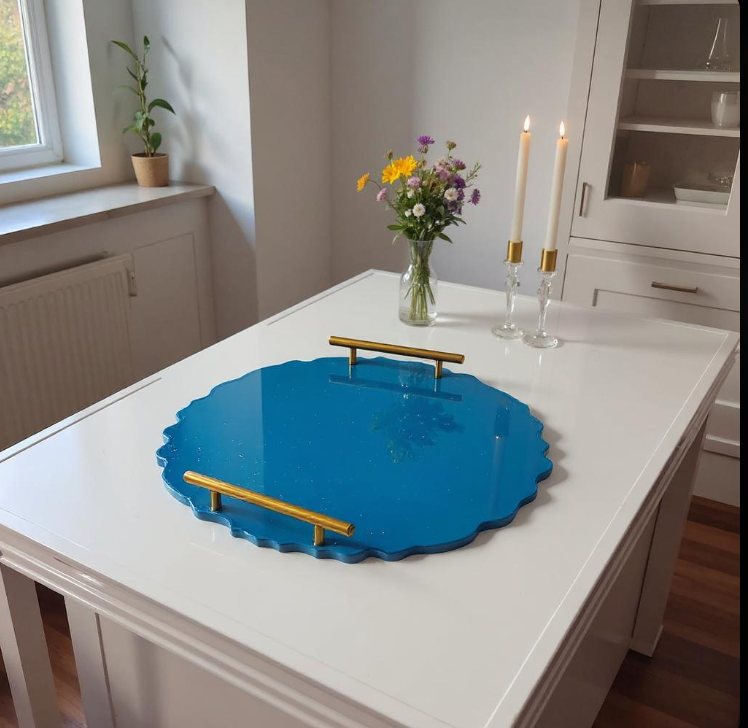 Heaven Whispers XL Geode Round Tray with Side Handles