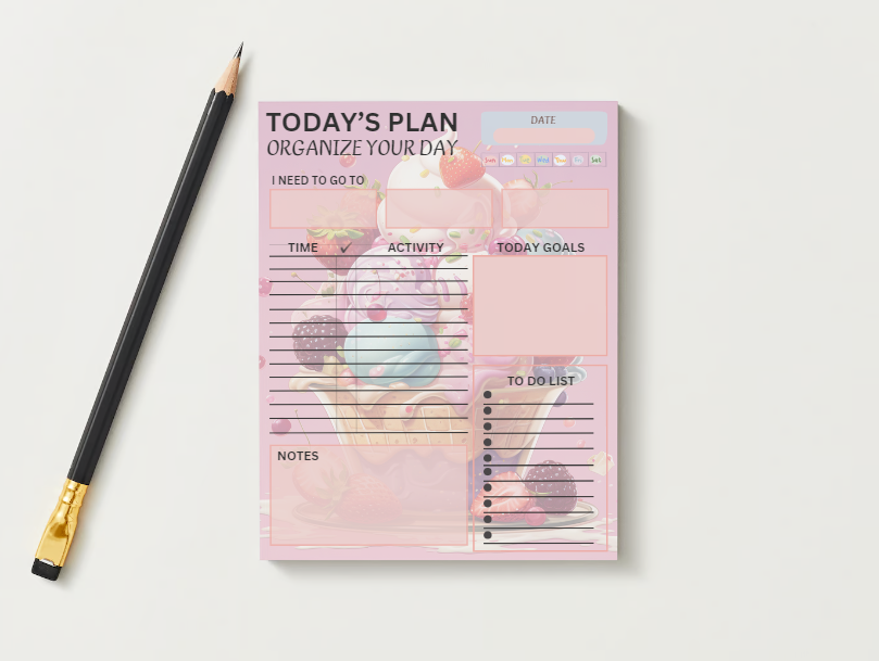 Sundae Funday Everyday! Daily Planner Notepad