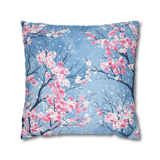 Cherry Blossoms in Winter Throw PIllow Cover