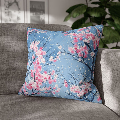 Cherry Blossoms in Winter Throw PIllow Cover