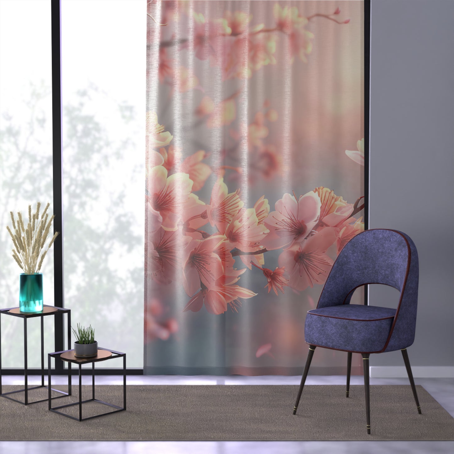 Cherry Blossoms in Bloom Sheer Curtain