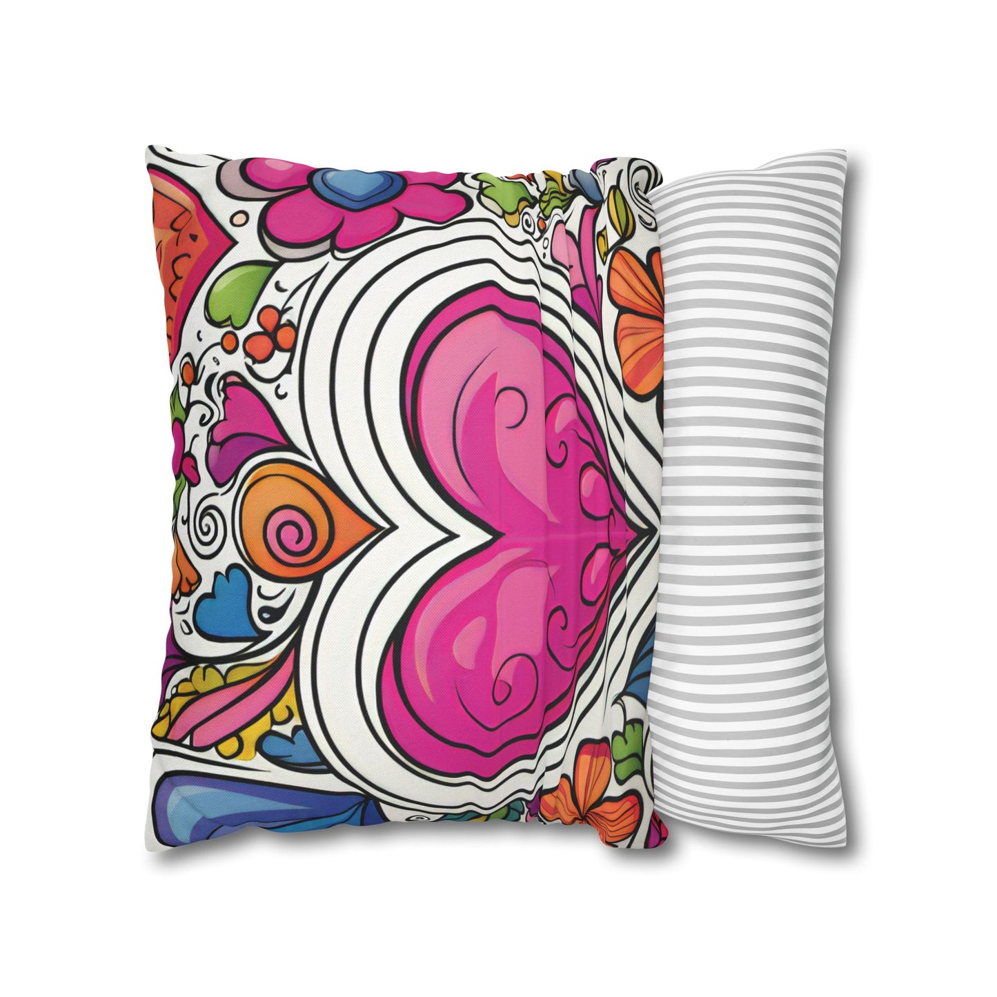 Boho Hearts Pillow Cover