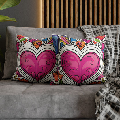 Boho Hearts Pillow Cover