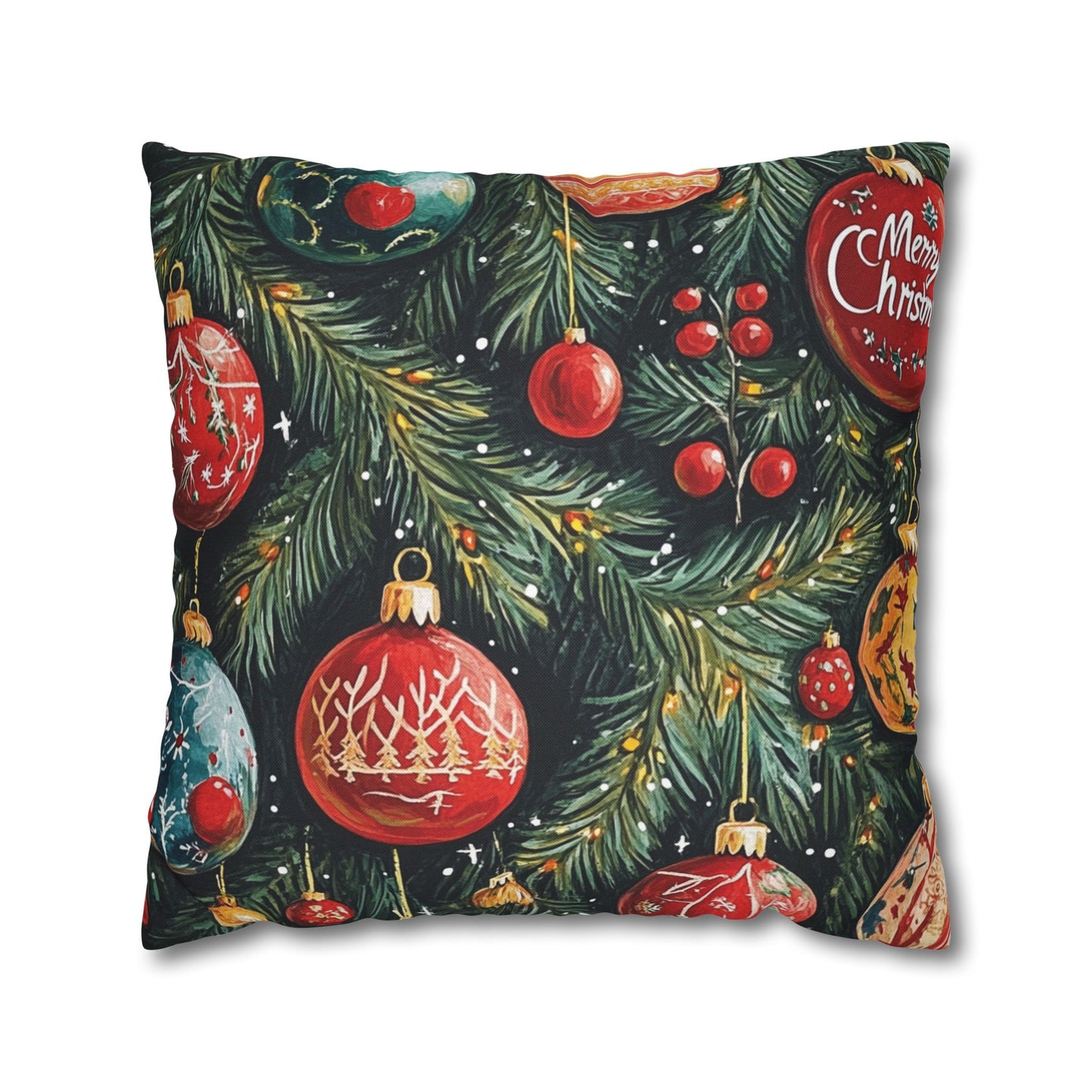 Full of Ornaments Throw PIllow Cover