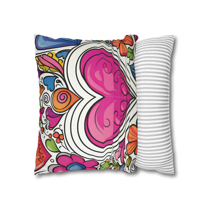 Boho Hearts Pillow Cover