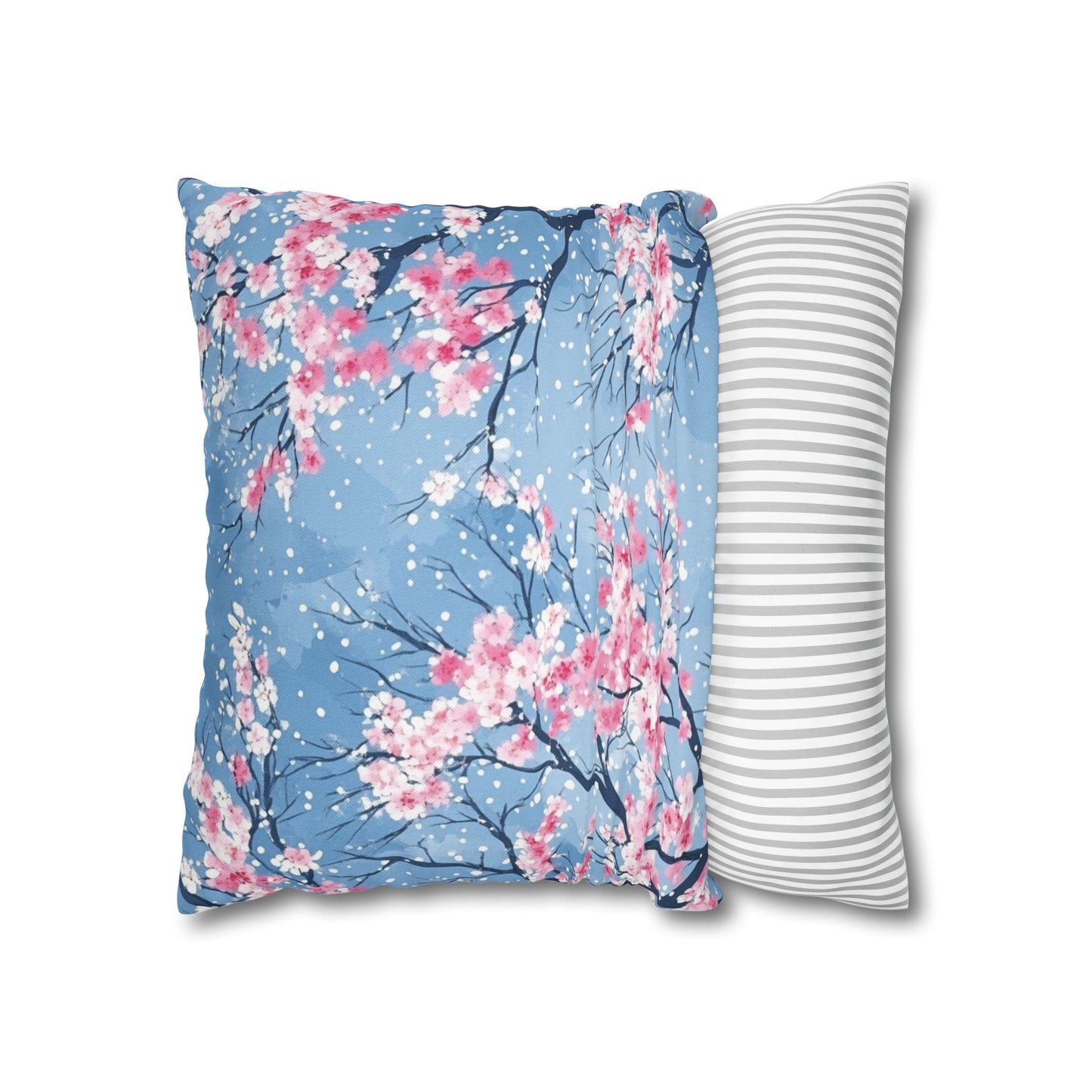 Cherry Blossoms in Winter Throw PIllow Cover