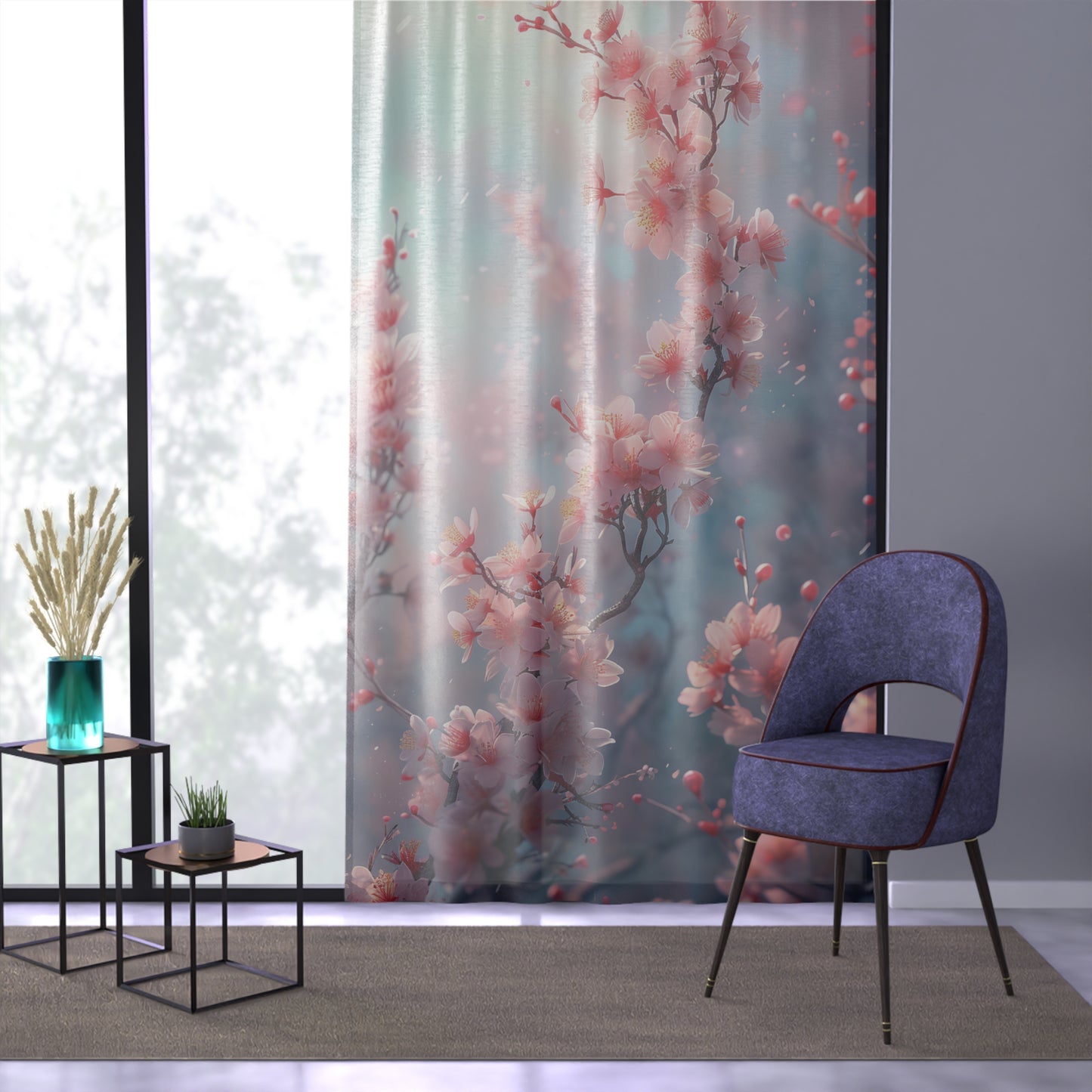 Blossoming Cherry Blossoms Sheer Curtain