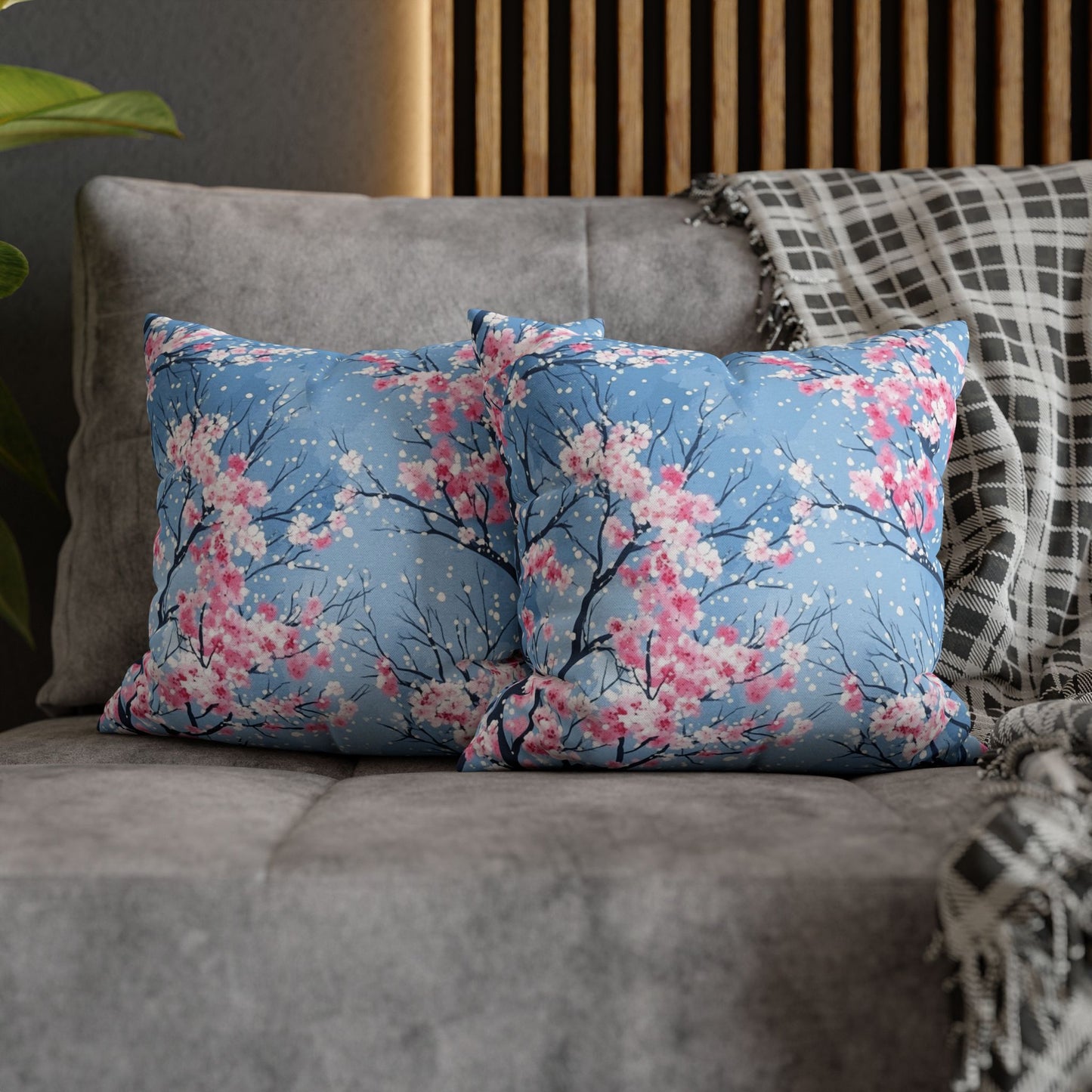 Cherry Blossoms in Winter Throw PIllow Cover