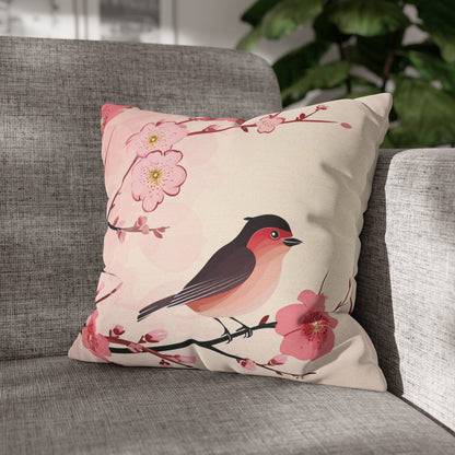 Cherry Blossom Birdie Breeze Pillow Cover