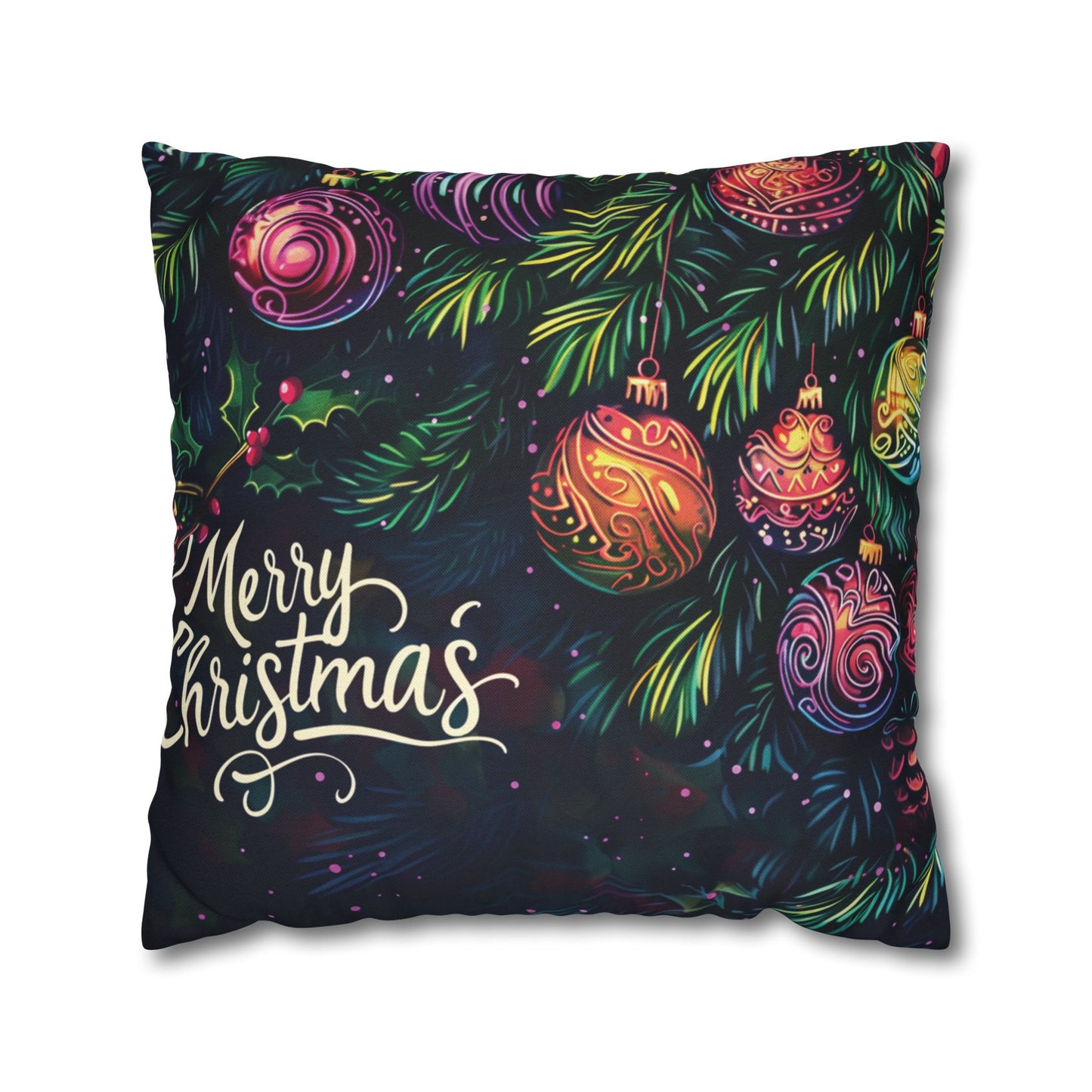 Scratch Paint Merry Christmas Throw PIllow Cover