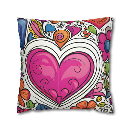 Boho Hearts Pillow Cover