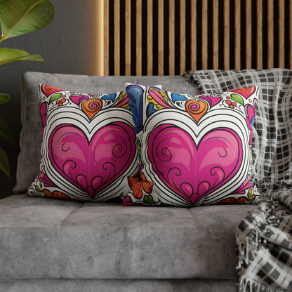 Boho Hearts Pillow Cover