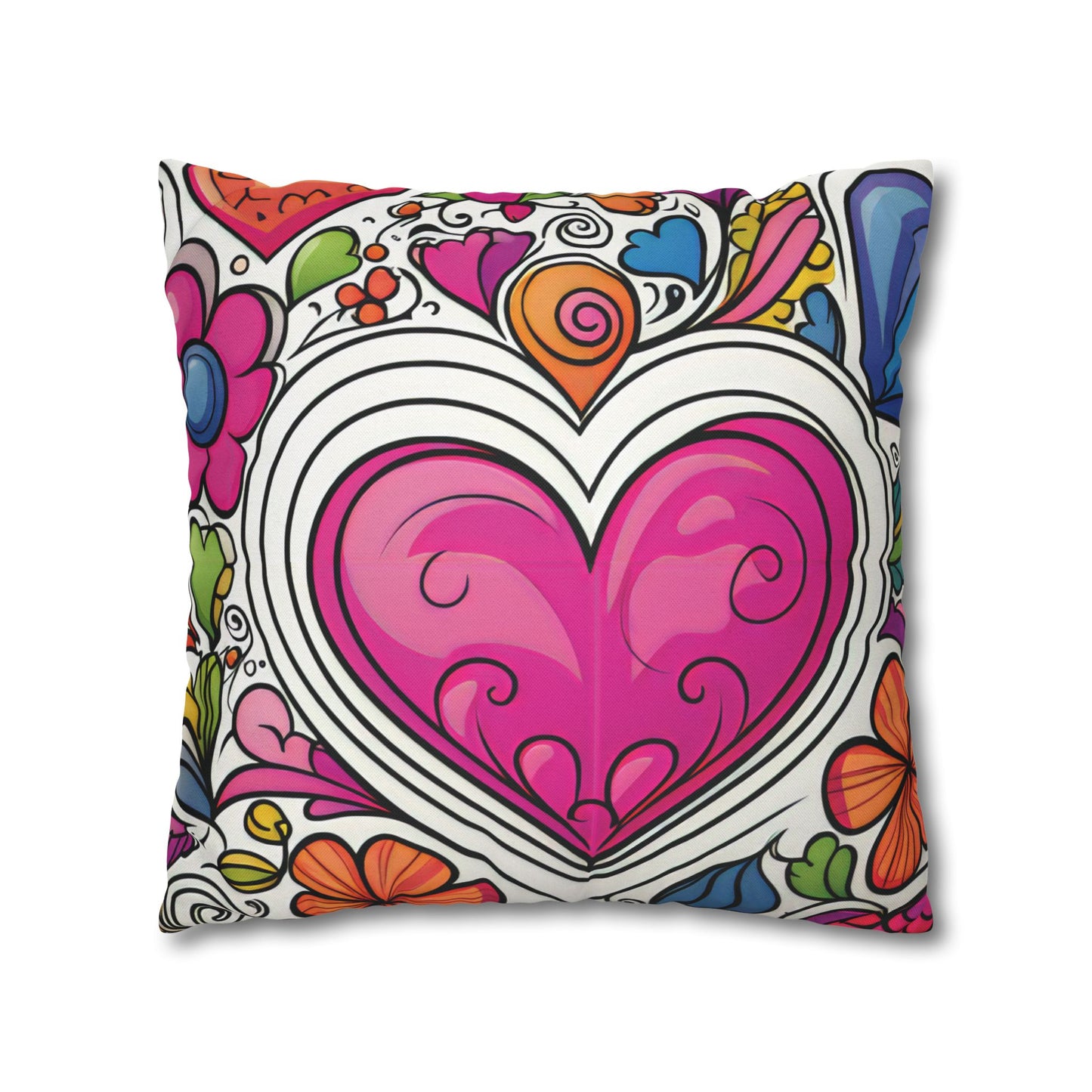Boho Hearts Pillow Cover