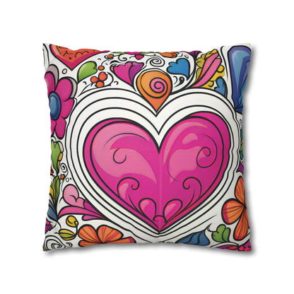 Boho Hearts Pillow Cover