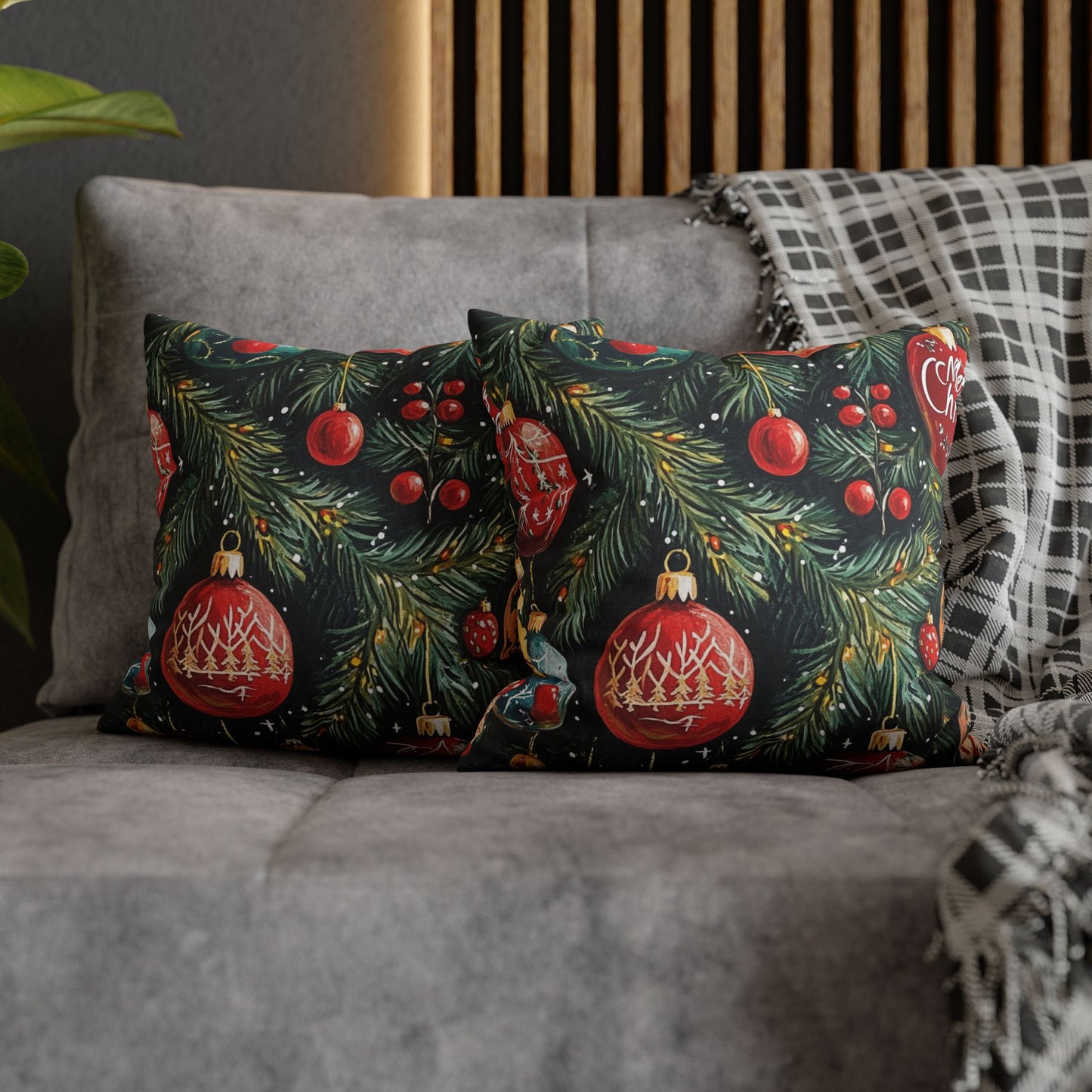 Full of Ornaments Throw PIllow Cover