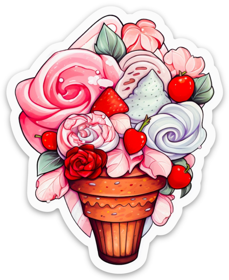 Bouquet of Hearts and Flowers Sticker