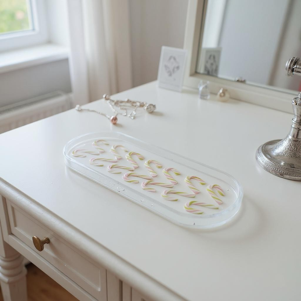 Candy Cane Rimmed Oval Tray