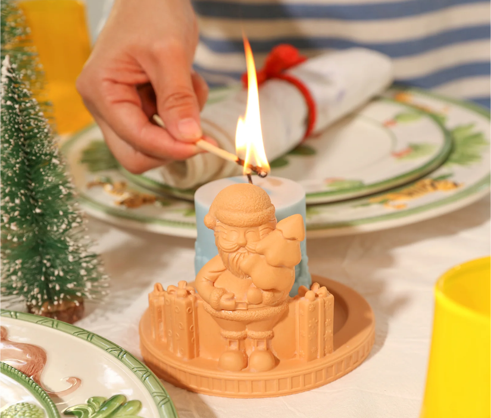 Merry and Bright Santa Candle Holder