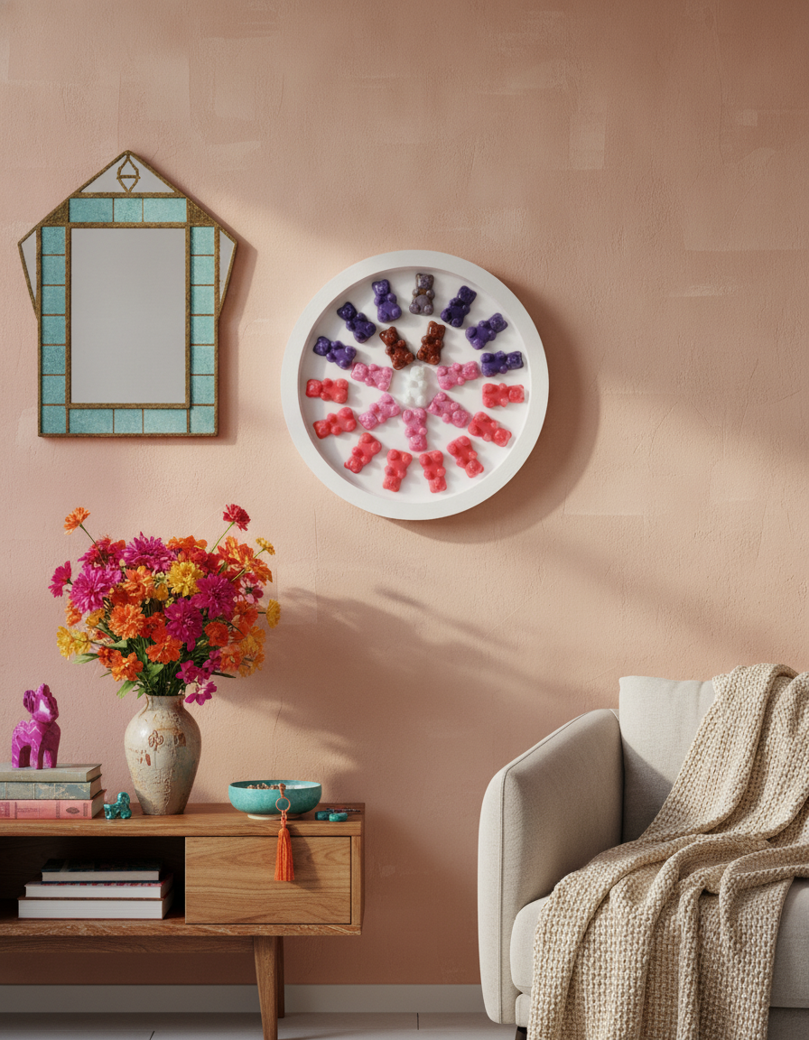 Gummy Bear Pop Art | Round Resin Wall Hanging | 90s Nostalgia