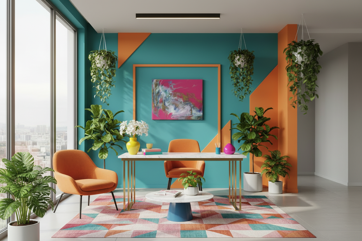 Editorial interior with resin wall art