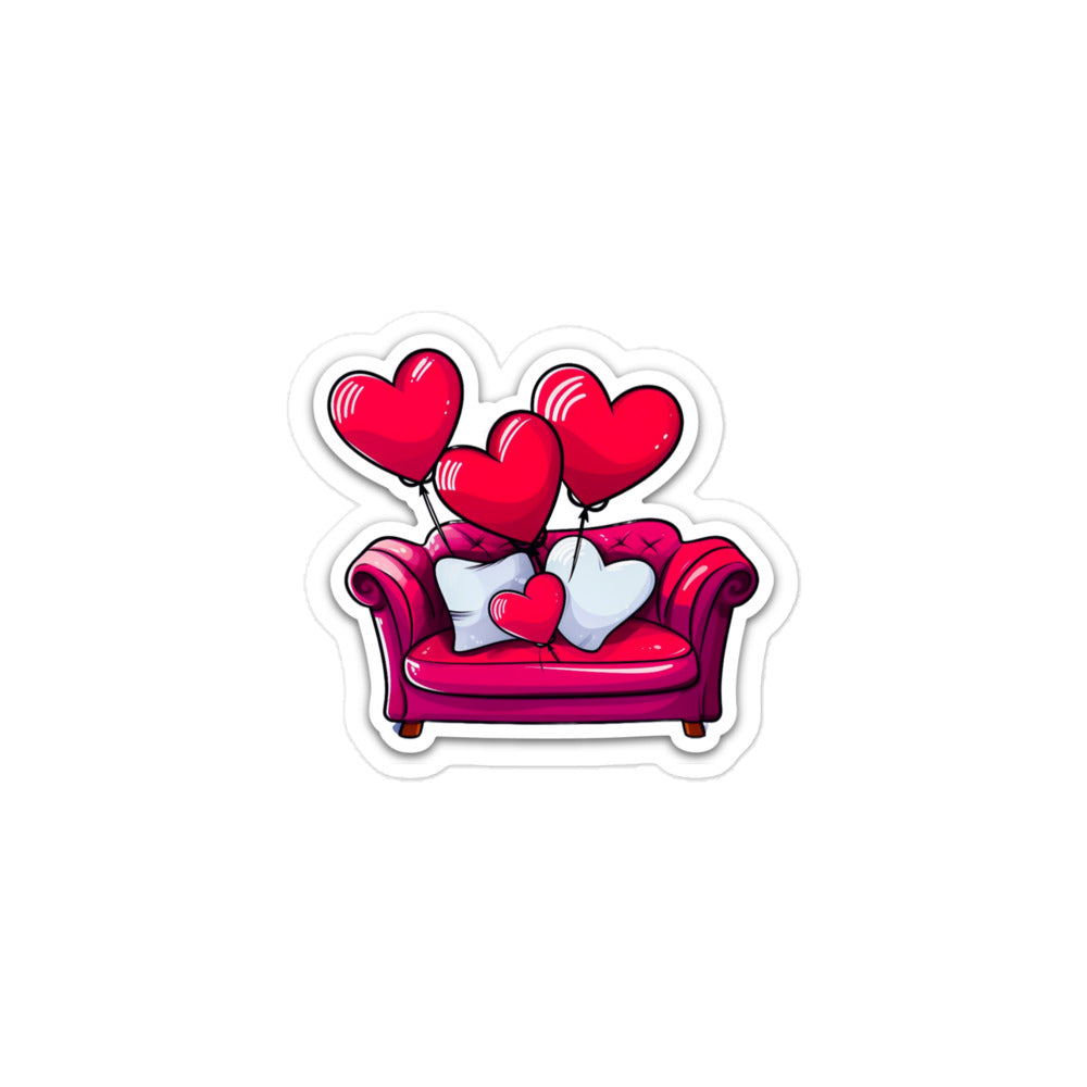 Hearts and Couch Sticker