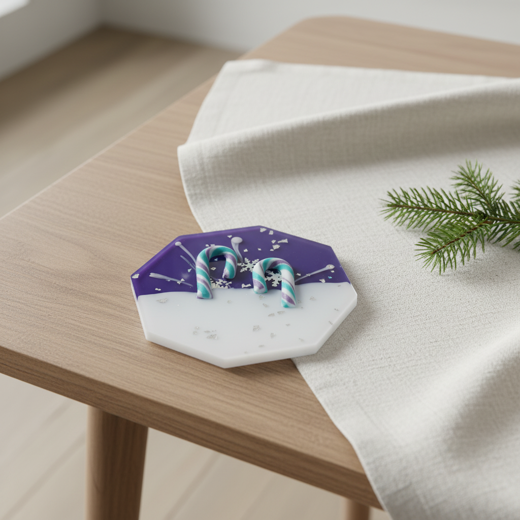 Snowy Candy Canes Coaster