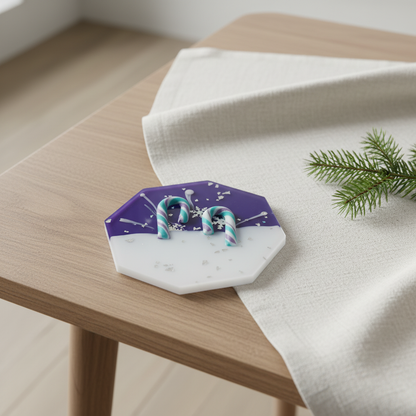 Snowy Candy Canes Coaster