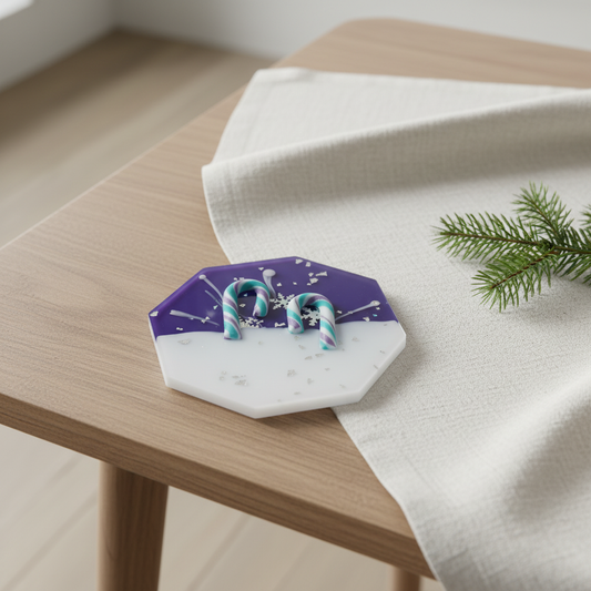 Snowy Candy Canes Coaster