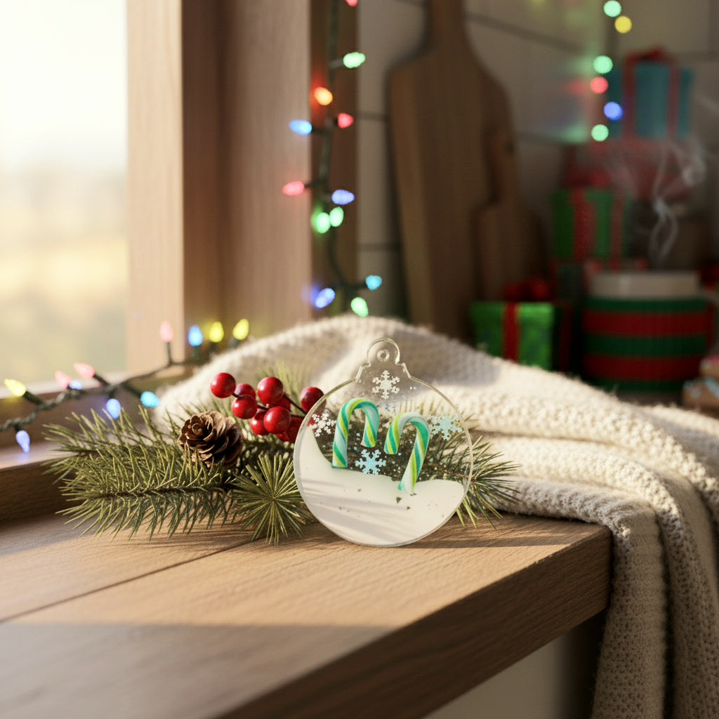 Snowy Candy Canes Ornament