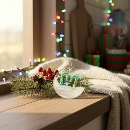 Snowy Candy Canes Ornament