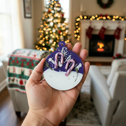 Snowy Candy Canes Ornament